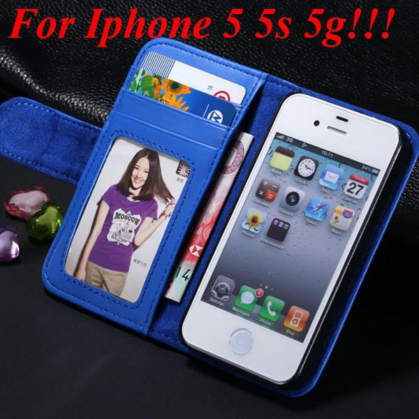 4S 5S Luxury Pu Leather Case Photo Frame Flip Cover For Iphone 5 5 1330267603-9-blue for 5s