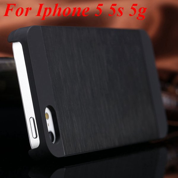 5S 4S Aluminum Case Deluxe Metal Brush Back Cover For Iphone 5 5S 1850171571-1-black for 5S
