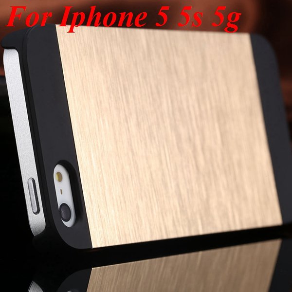 5S 4S Aluminum Case Deluxe Metal Brush Back Cover For Iphone 5 5S 1850171571-4-gold for 5S