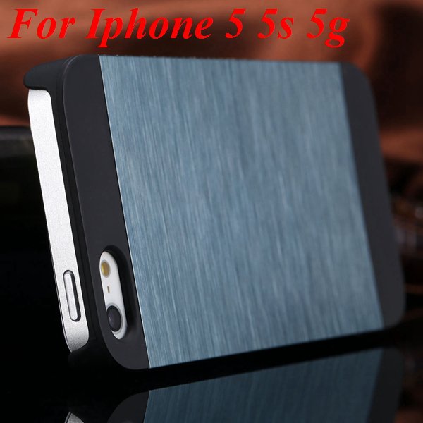 5S 4S Aluminum Case Deluxe Metal Brush Back Cover For Iphone 5 5S 1850171571-5-navy blue for 5S