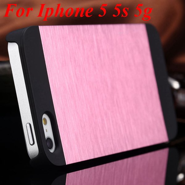 5S 4S Aluminum Case Deluxe Metal Brush Back Cover For Iphone 5 5S 1850171571-6-pink for 5S