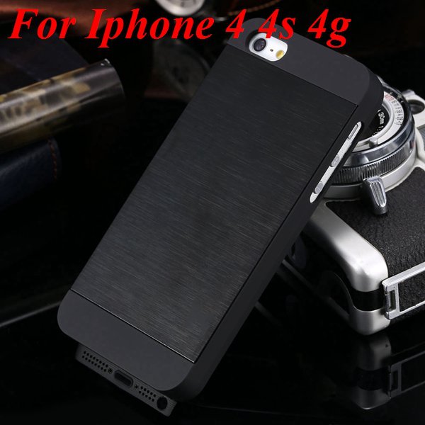 5S 4S Aluminum Case Deluxe Metal Brush Back Cover For Iphone 5 5S 1850171571-7-black for 4S