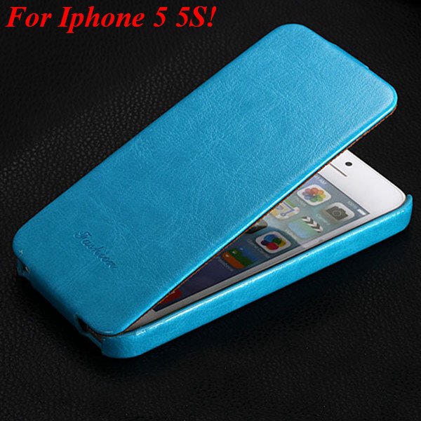 5S Pu Leather Cover Original Flip Case For Iphone 5 5S 5G Full Pro 1273814999-6-light blue for 5s