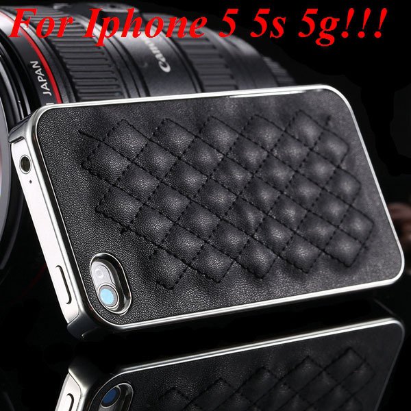 Luxury Gold Pu Leather Case For Iphone 5 5S 5G / 4 4S 4G Sheep Gri 1809974110-1-5s silver and black
