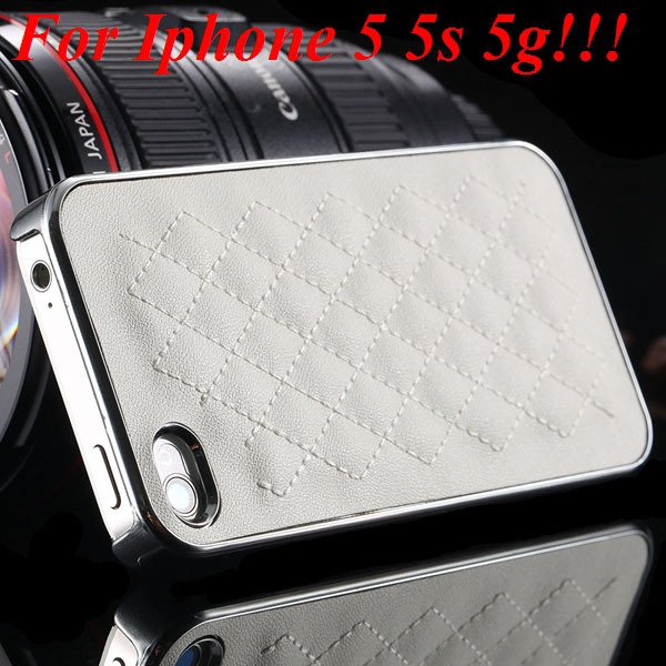 Luxury Gold Pu Leather Case For Iphone 5 5S 5G / 4 4S 4G Sheep Gri 1809974110-2-5s silver and white