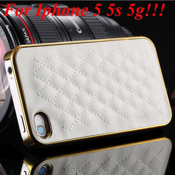 Luxury Gold Pu Leather Case For Iphone 5 5S 5G / 4 4S 4G Sheep Gri 1809974110-3-5s gold and white