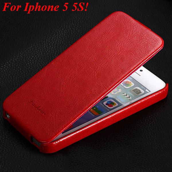 5S Flip Case Original Luxury Pu Leather Cover For Iphone 5 5S 5G V 1009168684-3-red for 5s