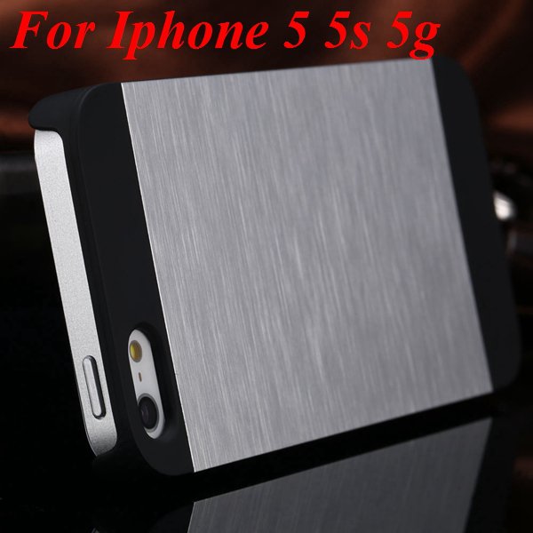 4S 5S Back Case Luxury Metal Brush Aluminum Cover For Iphone 4 4S 1850110222-2-silver for 5S