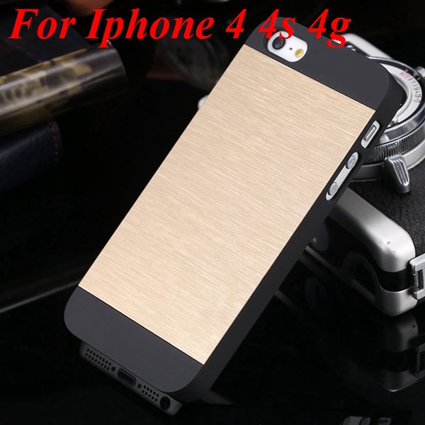 4S 5S Back Case Luxury Metal Brush Aluminum Cover For Iphone 4 4S 1850110222-11-gold for 4S