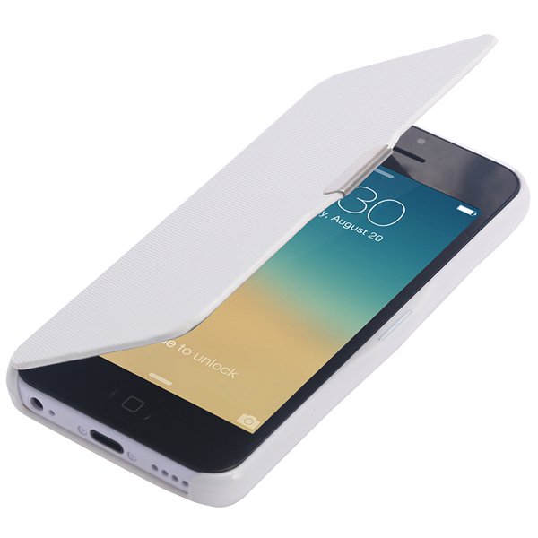 Fashion Flip Pu Leather Full Protect Cover For Apple Iphone 5C Cas 32240347361-2-white
