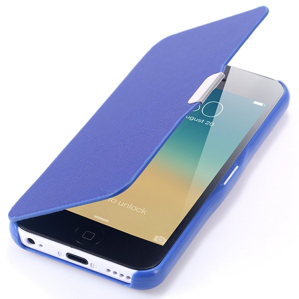 Fashion Flip Pu Leather Full Protect Cover For Apple Iphone 5C Cas 32240347361-4-blue
