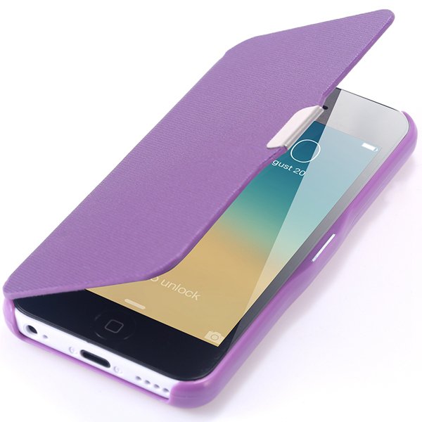 Fashion Flip Pu Leather Full Protect Cover For Apple Iphone 5C Cas 32240347361-6-purple