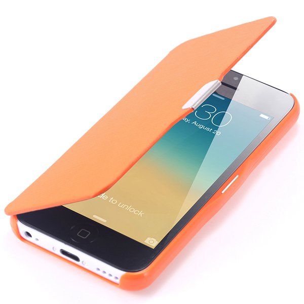 Fashion Flip Pu Leather Full Protect Cover For Apple Iphone 5C Cas 32240347361-8-orange