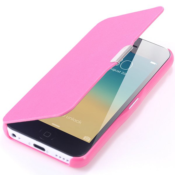 Fashion Flip Pu Leather Full Protect Cover For Apple Iphone 5C Cas 32240347361-9-hot pink