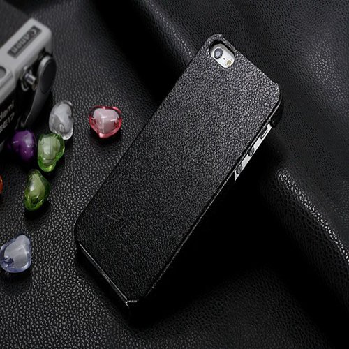 5S Cowhide Genuine Leather Case Ultra Slim Back Cover For Iphone 5 1550280602-1-black