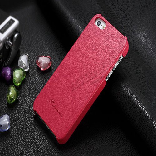 5S Cowhide Genuine Leather Case Ultra Slim Back Cover For Iphone 5 1550280602-3-hotpink