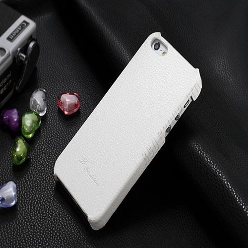 5S Cowhide Genuine Leather Case Ultra Slim Back Cover For Iphone 5 1550280602-5-white