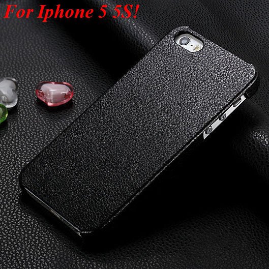 4S 5S Genuine Leather Case Original Real Cowhide Leather Cover For 1551484355-1-black for 5S
