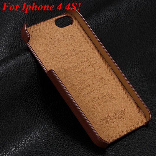 4S 5S Genuine Leather Case Original Real Cowhide Leather Cover For 1551484355-7-brown for 4s