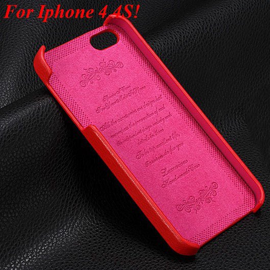 4S 5S Genuine Leather Case Original Real Cowhide Leather Cover For 1551484355-9-red for 4s