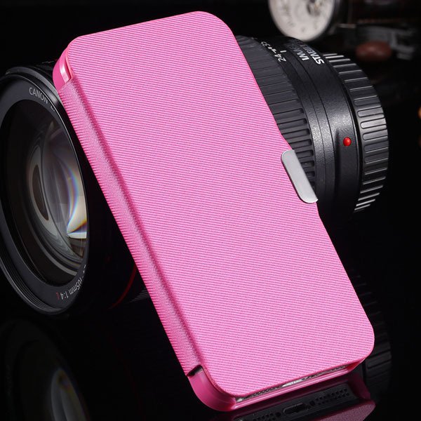 5S Magnetic Wallet Book Case Flip Pu Leather Cover For Iphone 5 5S 1057199030-8-hot pink