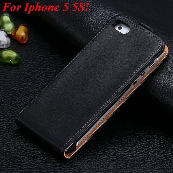 Luxury Genuine Leather Flip Cover Case For Iphone 5 5S 5G Full Pho 1336843246-1-5 5S Black