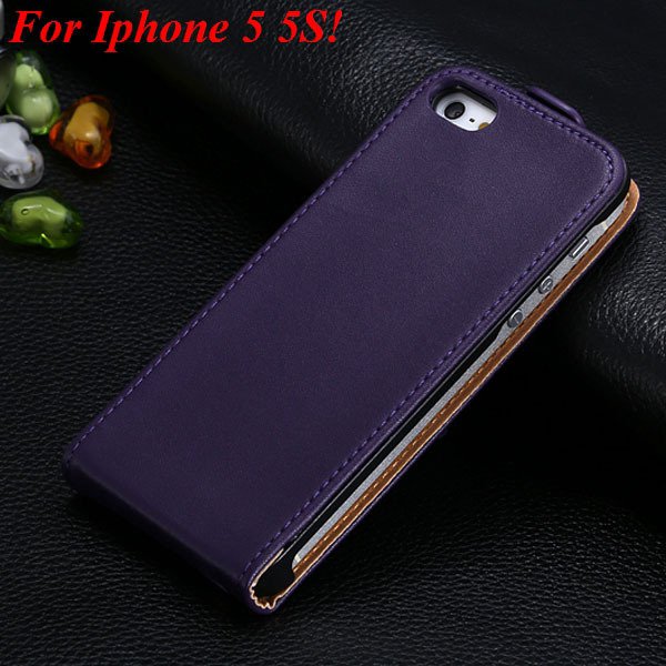 Luxury Genuine Leather Flip Cover Case For Iphone 5 5S 5G Full Pho 1336843246-5-5 5S Purple
