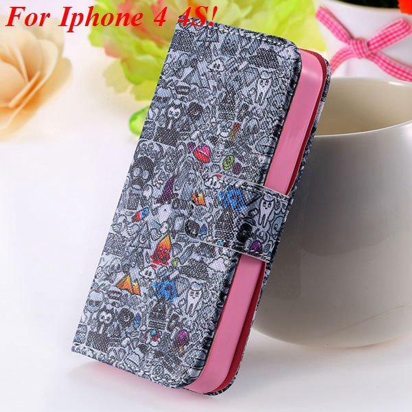 Cute Animal Structure Flip Wallet Case For Iphone 5 5S 5G 4 4S 4G 1925524274-4-4s gray wizard