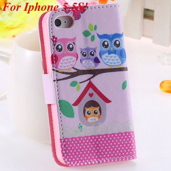Cute Animal Structure Flip Wallet Case For Iphone 5 5S 5G 4 4S 4G 1925524274-11-5s owl on tree