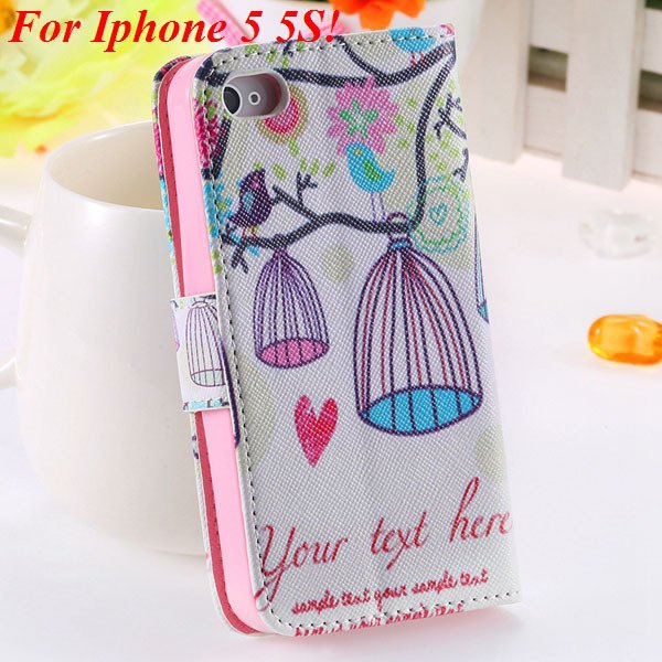 Cute Animal Structure Flip Wallet Case For Iphone 5 5S 5G 4 4S 4G 1925524274-15-5s birdcage