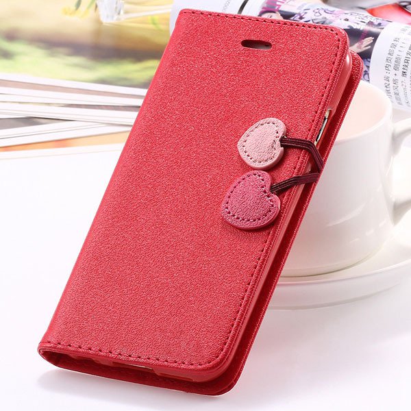 Top Quality Lovable Heart Stand Case For Iphone 5 5S 5G Pu Leather 1035910041-1-red for 5S