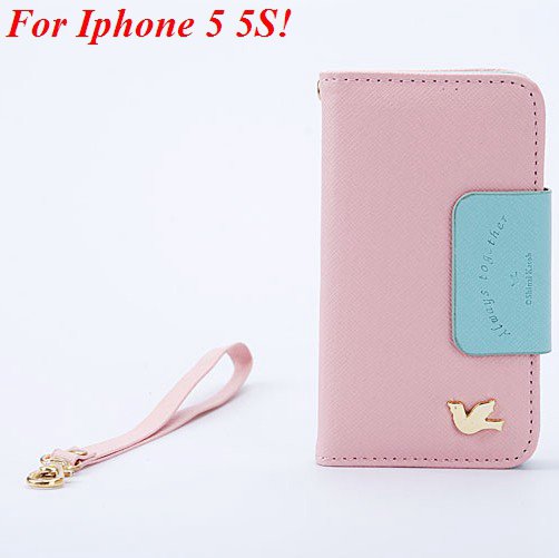 4S 5S Wallet Case For Iphone 5 5S 5G 4 4S 4G Fly Bird Flip Pu Leat 1848633058-2-pink for 5S