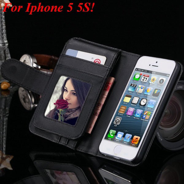 4S 5S Case Flip Folded Case For Iphone 4 4S 4G 5 5S 5G Multi-Funct 1881122372-2-black for 5s