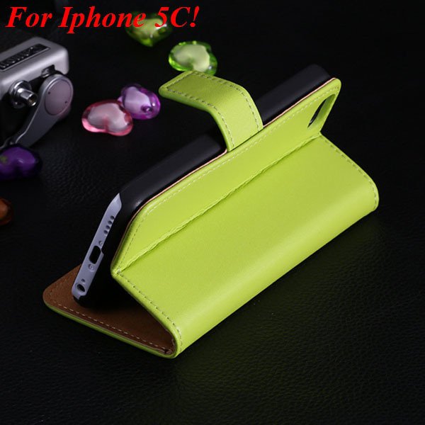 5C Genuine Leather Case Flip Cover For Iphone 5C Full Wallet Phone 1850594132-1-green for 5C