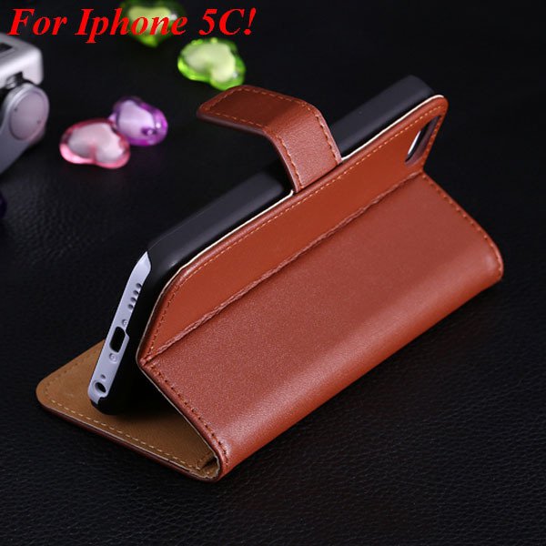 5C Genuine Leather Case Flip Cover For Iphone 5C Full Wallet Phone 1850594132-2-brown for 5C