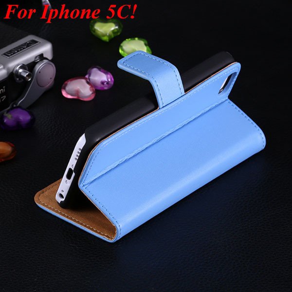5C Genuine Leather Case Flip Cover For Iphone 5C Full Wallet Phone 1850594132-3-blue for 5C