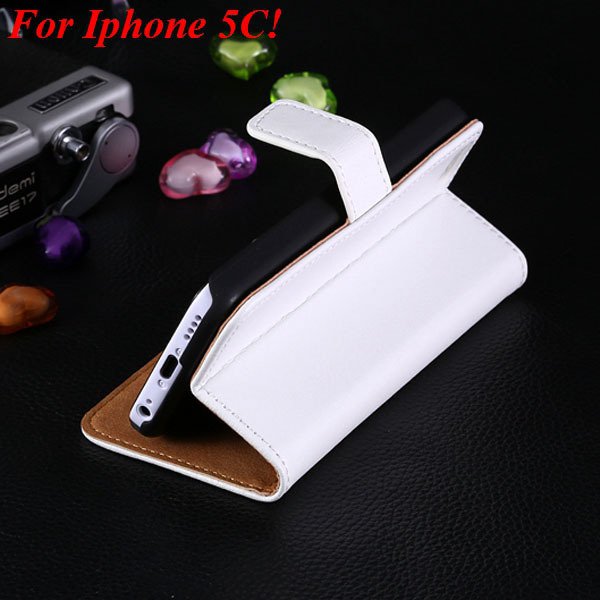 5C Genuine Leather Case Flip Cover For Iphone 5C Full Wallet Phone 1850594132-5-white for 5C