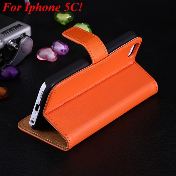 5C Genuine Leather Case Flip Cover For Iphone 5C Full Wallet Phone 1850594132-7-orange for 5C