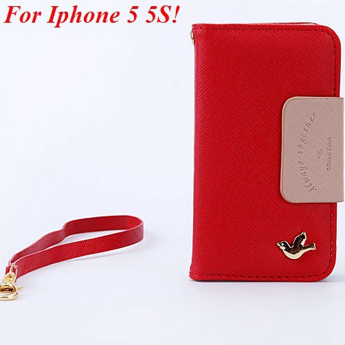 4S 5S Flip Case Wallet Leather Cover For Iphone 4 4S 4G 5 5S 5G Ph 1848716552-5-red for 5S