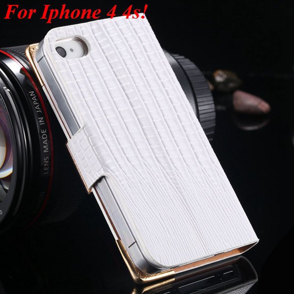 4S 5S Luxury Bling Diamond Flip Case For Iphone 4 4S 4G 5 5S 5G Pu 1892068653-11-white for 4s
