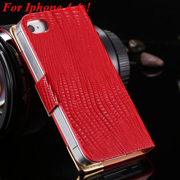 4S 5S Diamond Leather Case For Iphone 5 5S 5G 4 4S 4G Flip Wallet 1892017068-8-red for 4s