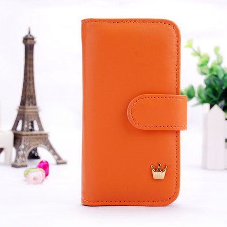 Crown Pouch Wallet Case For Apple Iphone 5 5S 5G Pu Leather Flip C 1321815696-1-Orange