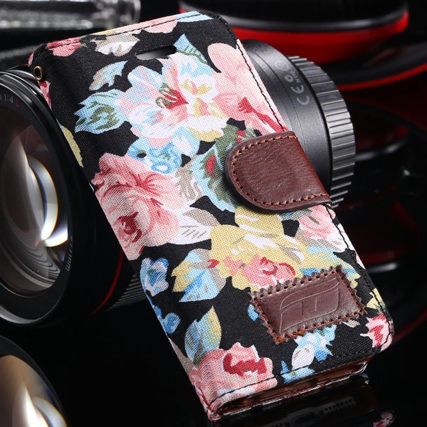 5S Flip Wallet Case Deluxe Pu Leather Countryside Flower Floral Ca 1987109907-1-black