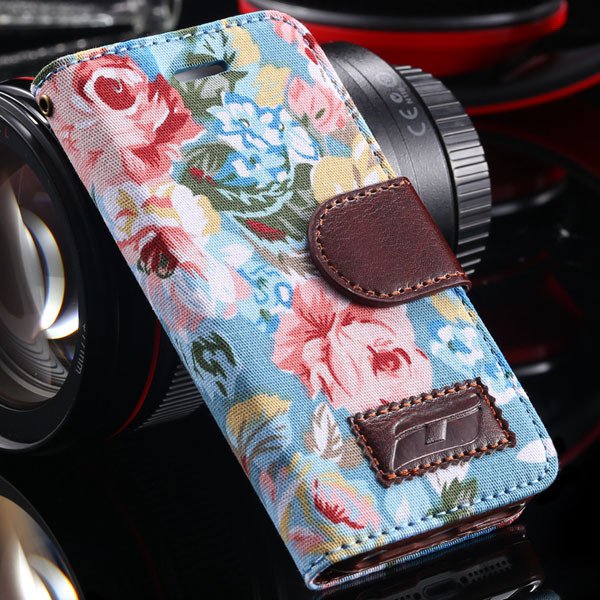 5S Flip Wallet Case Deluxe Pu Leather Countryside Flower Floral Ca 1987109907-3-blue