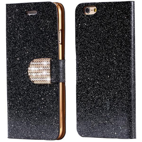 Deluxe Bling Crystal Diamond Pu Leather Bag For Iphone 5 5S 5G Ful 32252095278-1-black