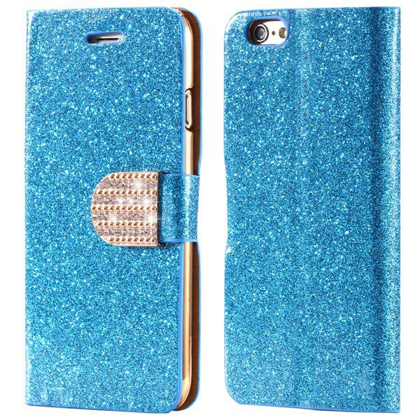 Deluxe Bling Crystal Diamond Pu Leather Bag For Iphone 5 5S 5G Ful 32252095278-6-blue
