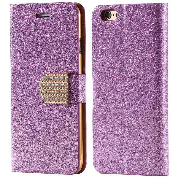 Deluxe Bling Crystal Diamond Pu Leather Bag For Iphone 5 5S 5G Ful 32252095278-7-purple
