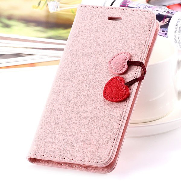 Fashion Flip Heart Case For Iphone 5C Stand Holster Cover Pu Leath 1835380861-6-pink