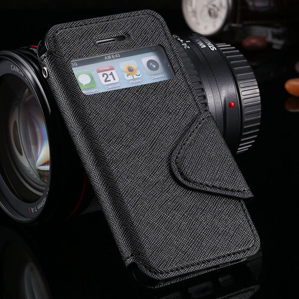 5S Window Case Flip View Cover For Iphone 5 5S 5G Pu Wallet Leathe 1927855633-1-black