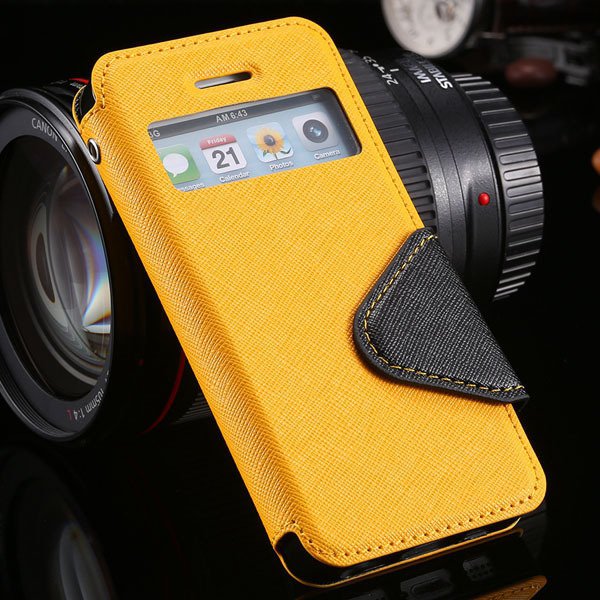 5S Window Case Flip View Cover For Iphone 5 5S 5G Pu Wallet Leathe 1927855633-3-yellow
